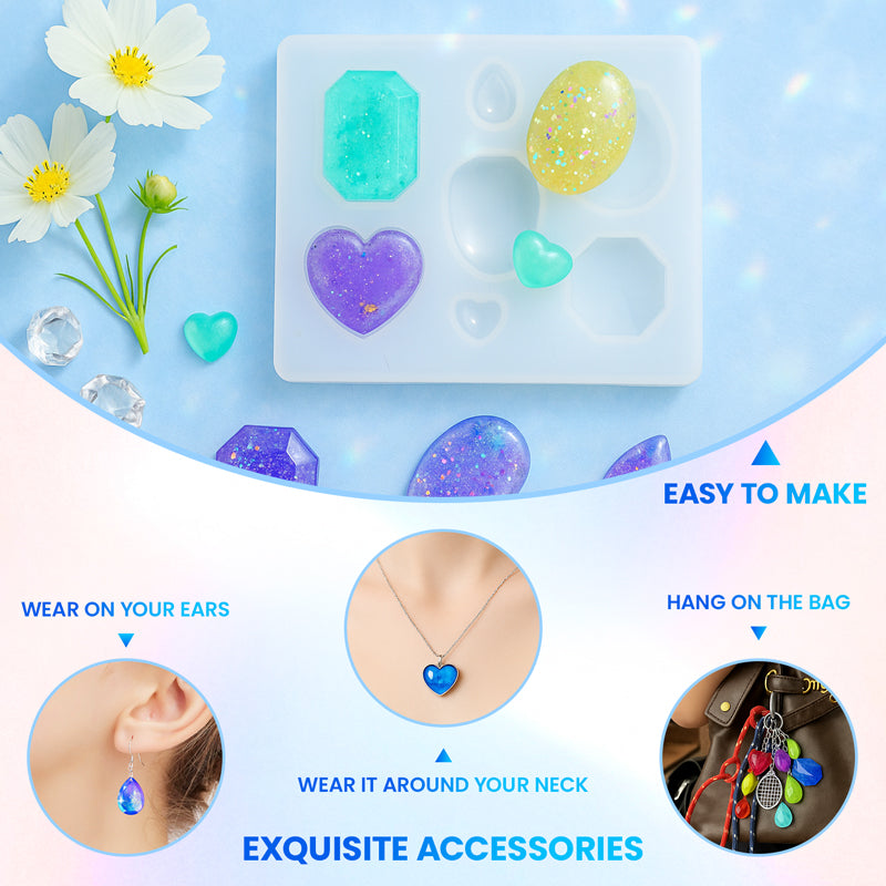 Gem & Pendant Resin Molds – Silicone Jewelry Set