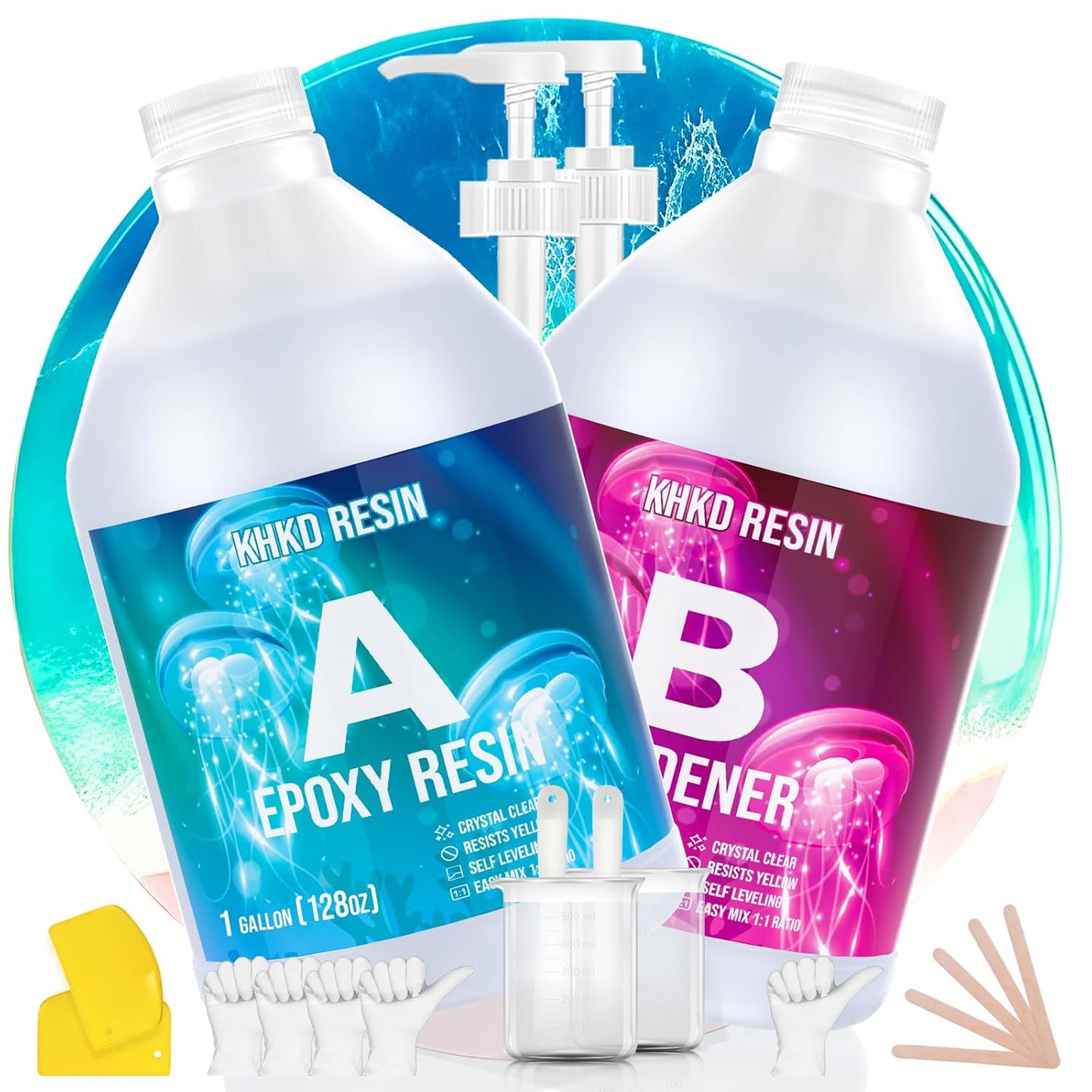 KHKD 2 Gallon Art Resin Kit – Crystal Clear for Art and Crafts