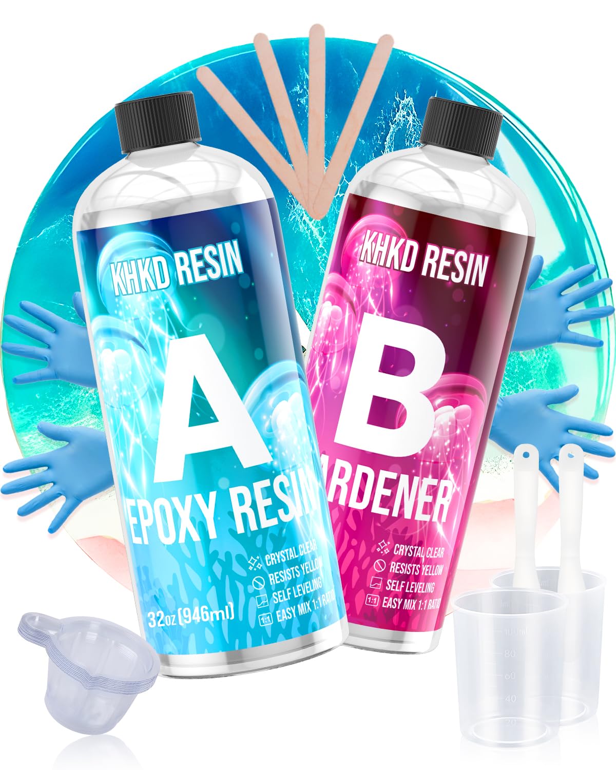 KHKD 64oz Art Resin Kit – Crystal Clear for Art and Crafts