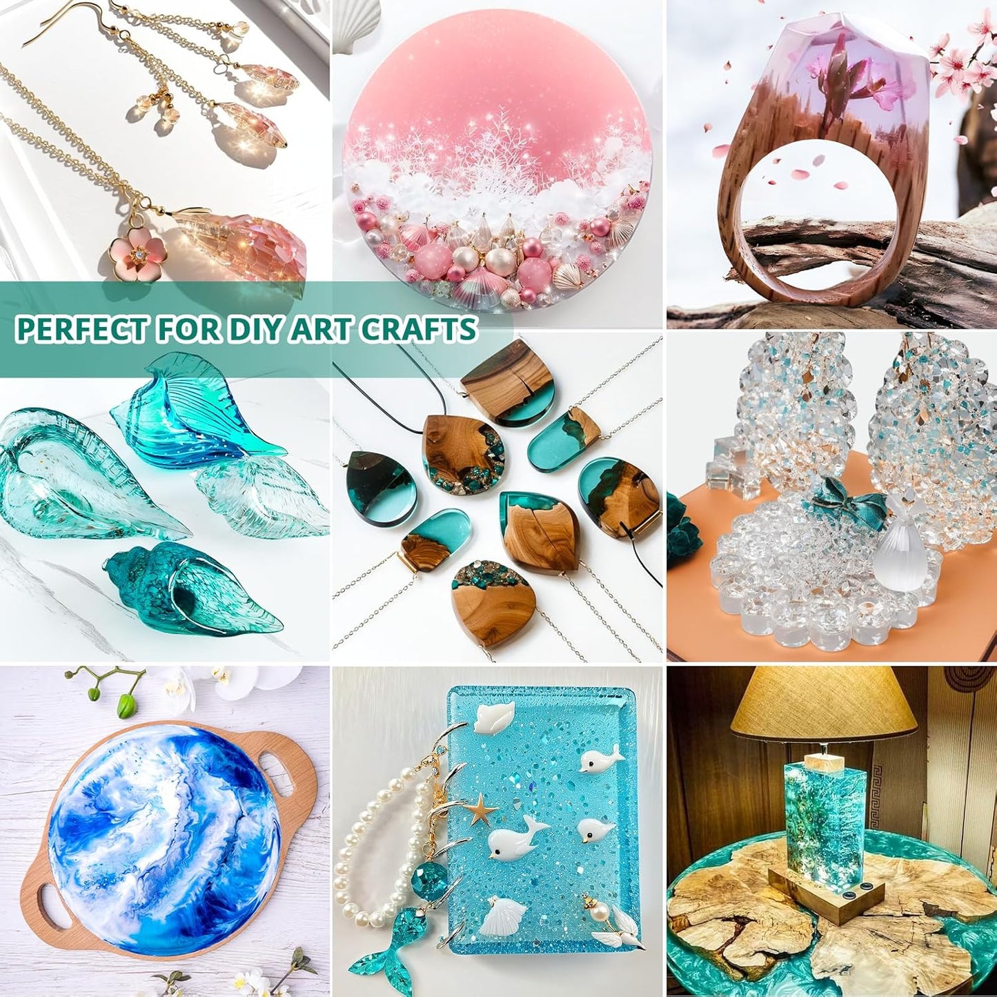 KHKD Epoxy Resin – Perfect for DIY Art Crafts Like Jewelry, Trays, Lamps, Coasters, Ocean Boards, Keychains, and Decor Projects