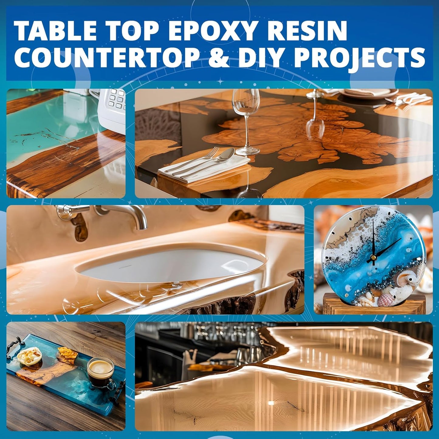 KHKD Tabletop Epoxy Resin for DIY Projects – Ideal for Countertops, Dining Tables, Sinks, Clocks, and Home Décor Surfaces