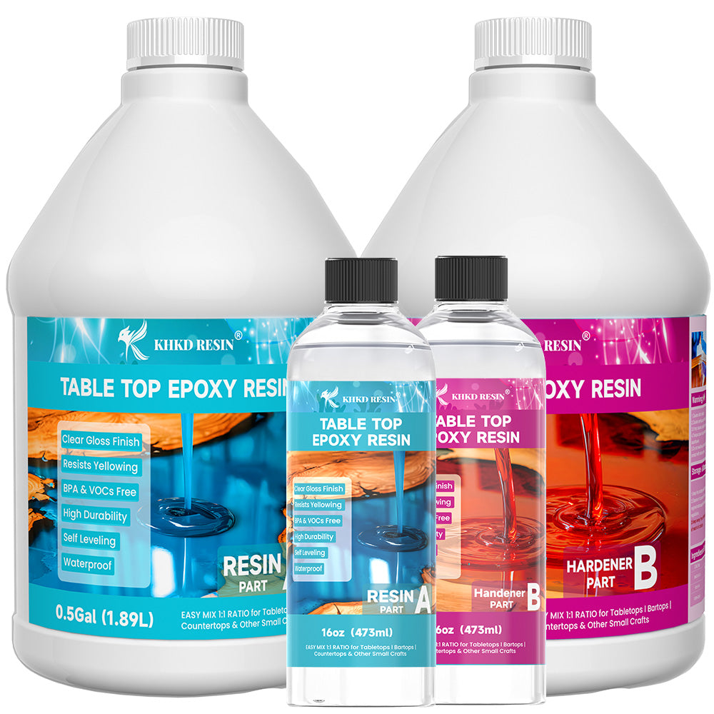 KHKD Tabletop Epoxy Resin Kit Set – Includes 16oz to 2 Gallon, for Clear Gloss Tabletop and Craft Projects