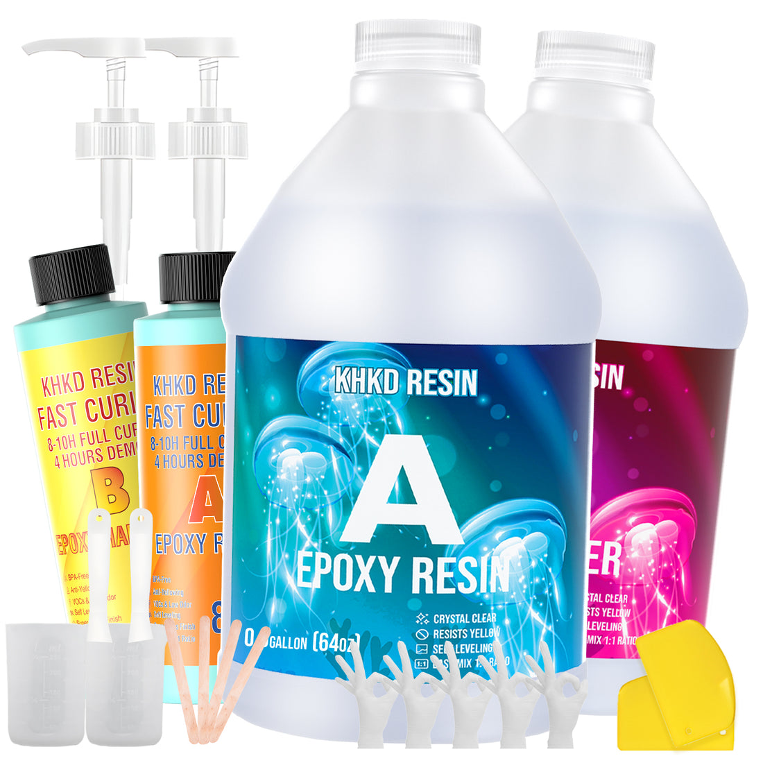 KHKD Art Resin Kit – Crystal Clear for Art &amp; Crafts (Buy 1 Get 1 Free Fast Cure Resin 16oz)